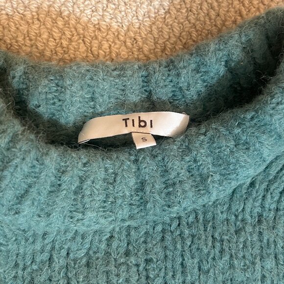Tibi Airy Alpaca Crewneck Pullover, Fern Green, size small - Picture 3 of 6